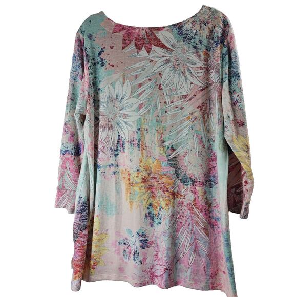 Christopher & Banks Womens Sz XL NWT Multicolor Floral Fairy Soft Relaxed Blouse - Picture 2 of 13